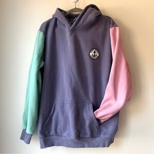 East Coast Lifestyle Colorblock Hoodie XL Unisex Purple Pink Teal Anchor Patch